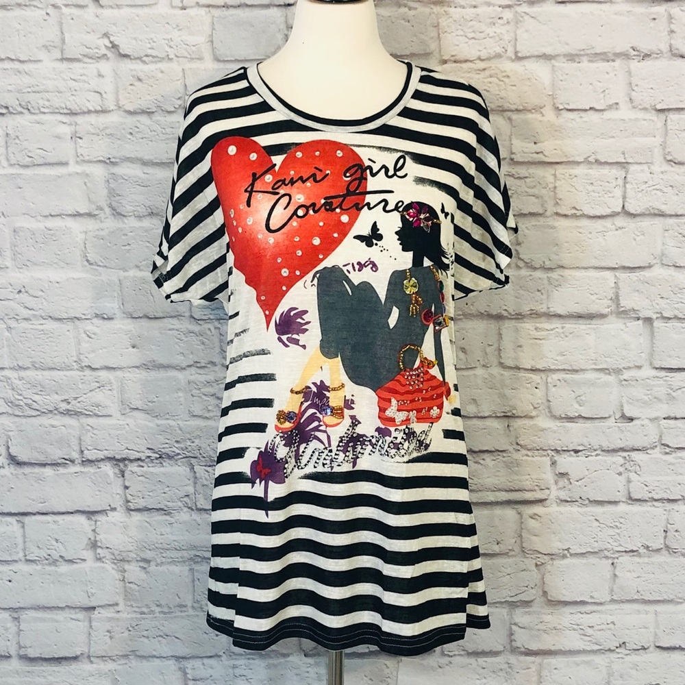 VO Jeans | Oversized Graphic Stripes Embellished